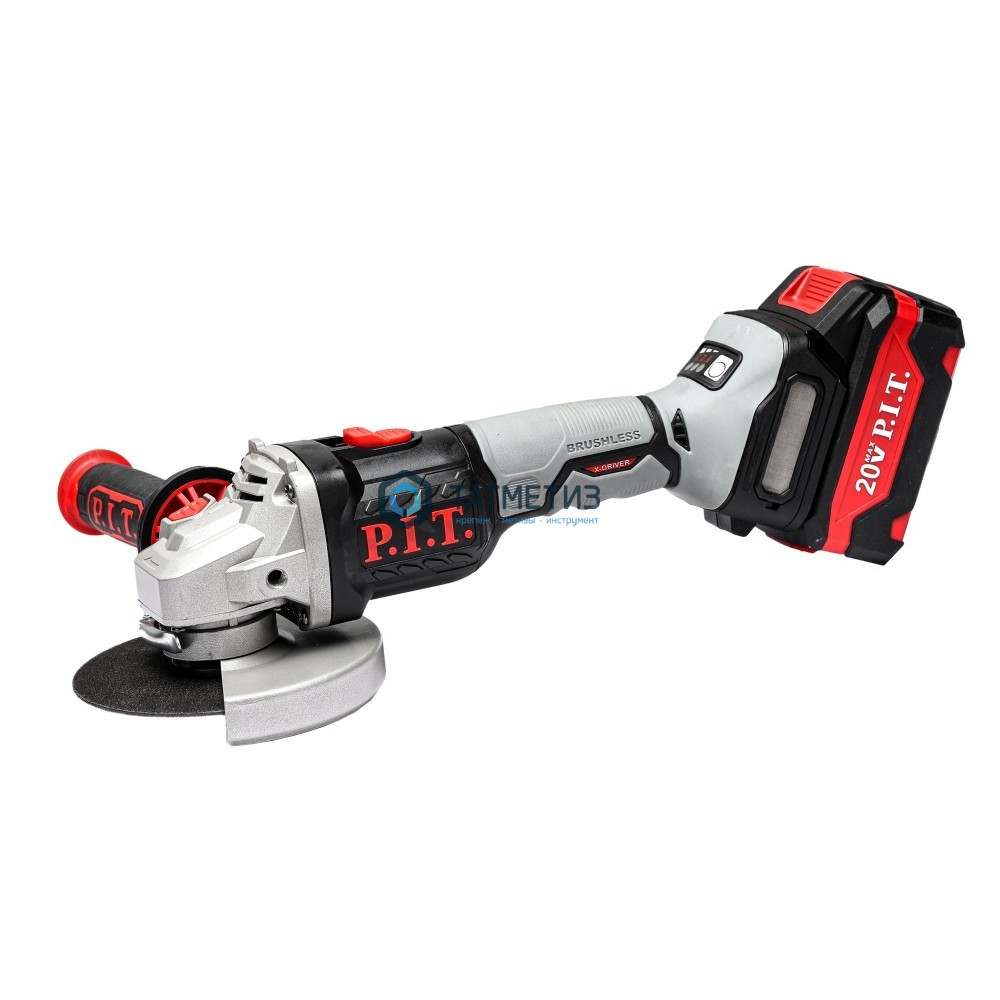УШМ аккумуляторная P.I.T PWS20H-125D/1, 20В бесщеточная, 1 АКБ (4,0Ач), 125мм, 3ск, ЗУ, кейс -  магазин «ТАТМЕТИЗ»