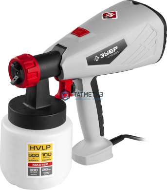 Краскопульт электрич, ЗУБР, HVLP, 0.8л, 0-800мл/мин,вязкость краски 100 DIN/сек, сопло 2.6мм, 500Вт -  магазин крепежа «ТАТМЕТИЗ»