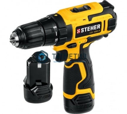 Дрель-шуруповерт 12 В  STEHER, 30 Н·м, 2 АКБ (2 А·ч),кейс -  магазин крепежа «ТАТМЕТИЗ»