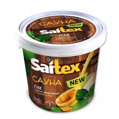 Лак защитный для дерева водный Saitex-Сауна 1 л /9 | «ТАТМЕТИЗ» Лак защитный для дерева водный Saitex-Сауна 1 л /9 - магазин крепежа «ТАТМЕТИЗ»