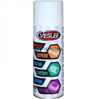 Краска аэроз. VESLEE  БЕЛАЯ  глянцевый 520 мл. RAL 9003 -  магазин крепежа «ТАТМЕТИЗ»