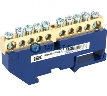 Шина нулевая на DIN-изол. ШНИ 8х12-10-Д-С ИЭК YNN10-812-10D-K07 -  магазин крепежа «ТАТМЕТИЗ»