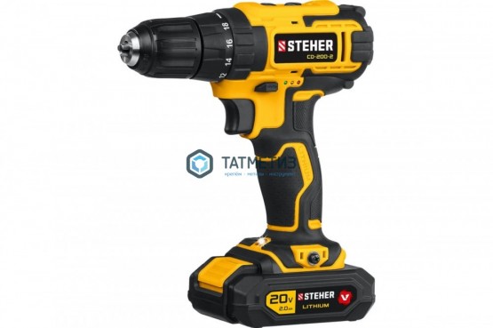 Дрель-шуруповерт 20 В, STEHER, 2 АКБ (2Ач), в кейсе -  магазин крепежа «ТАТМЕТИЗ»