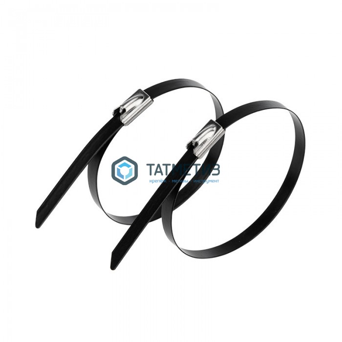 Хомут-стяжка стальной нерж. с покрытием 400 х 4,6 (50 шт/уп) REXANT Хомут-стяжка стальной нерж. с покрытием 400 х 4,6 (50 шт/уп) REXANT