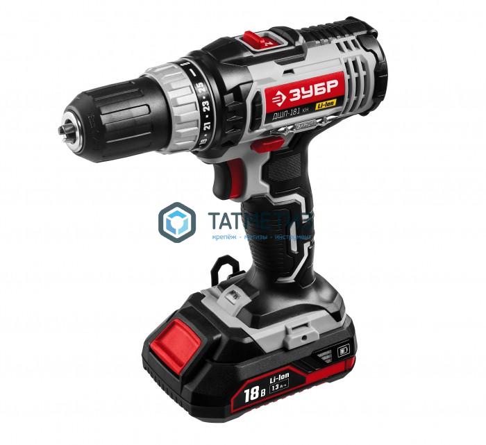 Дрель-шуруповерт, 18.0 В, 1,3 А/ч, Li-Ion, 2-х скор., 13мм, 0-400/0-1400об/мин, 2 АКБ, БЗУ, ЗУБР Дрель-шуруповерт, 18.0 В, 1,3 А/ч, Li-Ion, 2-х скор., 13мм, 0-400/0-1400об/мин, 2 АКБ, БЗУ, ЗУБР