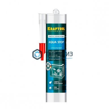 Герметик KRAFTOOL KRAFTSeal GX107 "AQUA STOP" силиконовый стекольный, ПРОЗРАЧНЫЙ, 300мл -  магазин «ТАТМЕТИЗ»