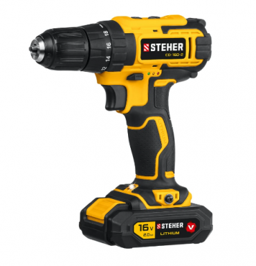 Дрель-шуруповерт 16 В, STEHER, 2 АКБ (2Ач), в кейсе -  магазин «ТАТМЕТИЗ»