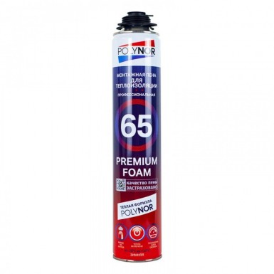 Пена монтажная проф POLYNOR PREMIUM FOAM 65+ ЗИМНЯЯ | «ТАТМЕТИЗ» Пена монтажная проф POLYNOR PREMIUM FOAM 65+ ЗИМНЯЯ - магазин крепежа «ТАТМЕТИЗ»