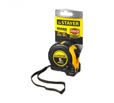 Рулетка STAYER "PROFI" "MARS", обрезиненный корпус, утолщенное полотно, 5мх25мм -  магазин «ТАТМЕТИЗ»