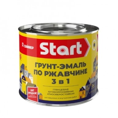 Грунт-эмаль по ржавчине ХВ 3 в 1 СТАРТ  ЧЕРНАЯ  1,8 кг-./6 -  магазин «ТАТМЕТИЗ»