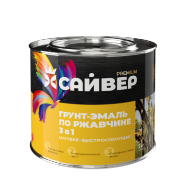 Грунт-эмаль по ржавчине ХВ 3 в 1 Сайвер ЗЕЛЕНАЯ  1,8 кг-./6 -  магазин «ТАТМЕТИЗ»