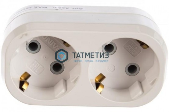 Тройник на 2 гнезда с заземлением 16А Универсал -  магазин крепежа «ТАТМЕТИЗ»
