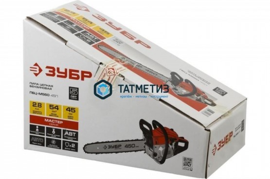 Пила цепная бензиновая, ЗУБР, хромир. цилиндр, праймер, 54,6 см3 (2,1 кВт), шина 45 см, 11500 об/мин -  магазин крепежа «ТАТМЕТИЗ»