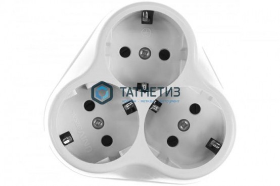 Тройник на 3 гнезда с заземлением круглый 16А Универсал | «ТАТМЕТИЗ» Тройник на 3 гнезда с заземлением круглый 16А Универсал - магазин крепежа «ТАТМЕТИЗ»