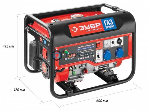 Генератор гибридный (бензин / газ), 3500 Вт, ЗУБР -  магазин крепежа «ТАТМЕТИЗ»